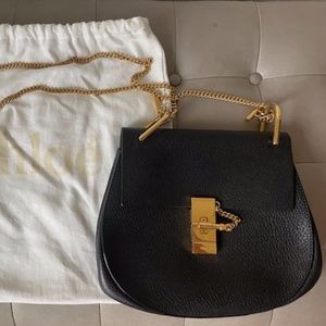 Chloe Grained Lambskin Drew Shoulder Bag Black